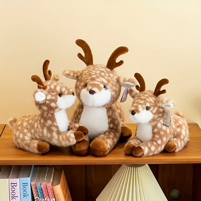 DOKUYIE Sika Deer Plush Toy, Soft Plush Stuffed Animal Toy, Spotted Deer Gifts for Kids Adults (M), Brown