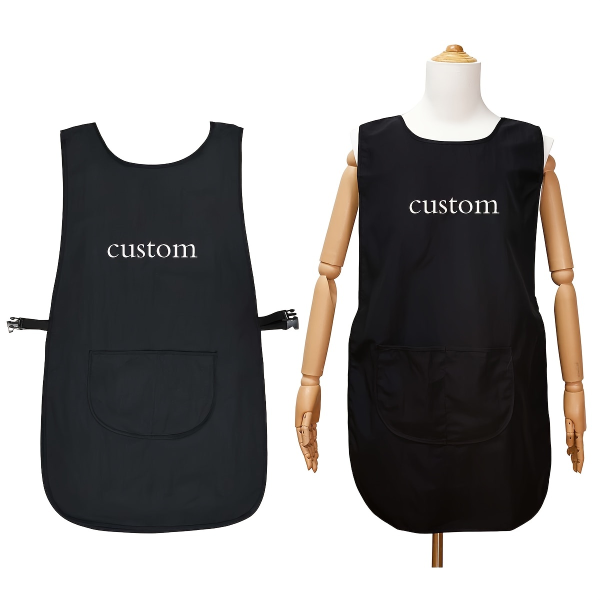 TEMU Set Of 2 Custom Logo Aprons With Exquisite Designs, Suitable For Barbers, Featuring Anti-static Fabric And Versatile For Multiple Industries.