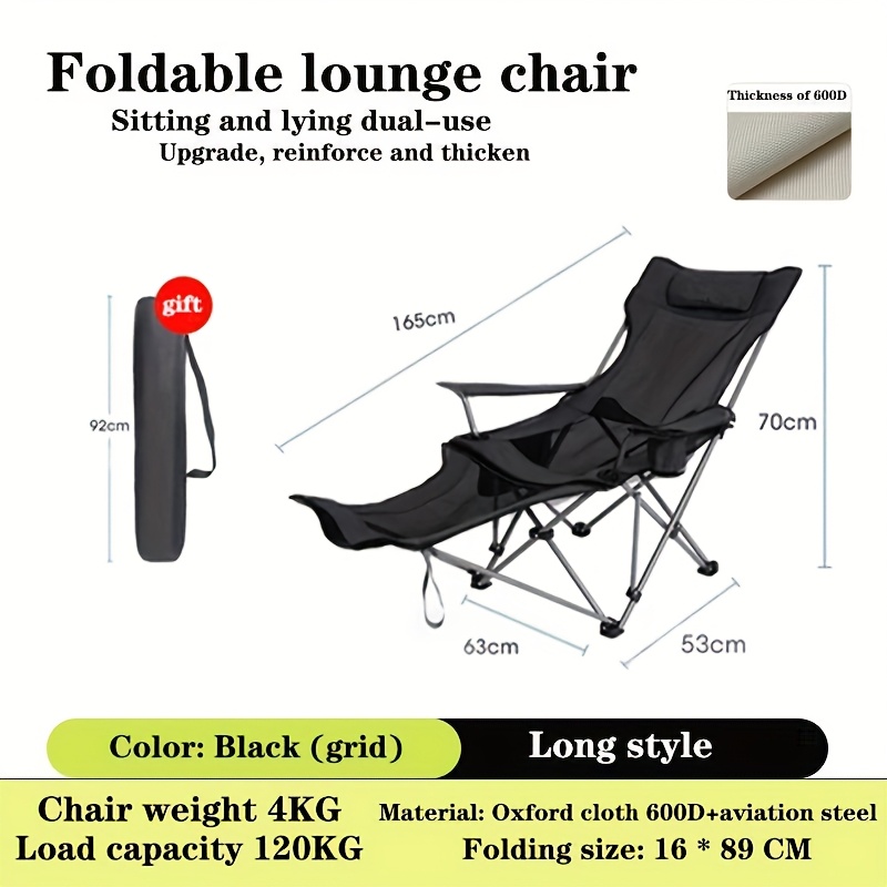 TEMU Folding Recliner Camping Chair, Office Nap Recliner, Portable Camping Chair, Beach Chair, Fishing Chair