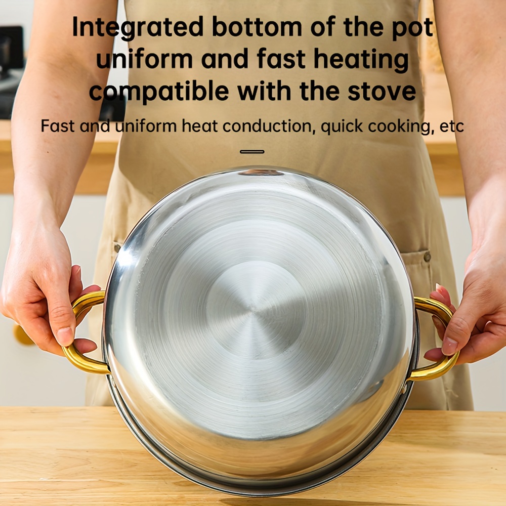 10pcs stainless steel pot set specifications are 18 20 22 24 26cm stainless steel cooking pot 5 pots 5 lids stainless steel double handle with lid deep soup pot for home and suitable for soup hot pasta details 9