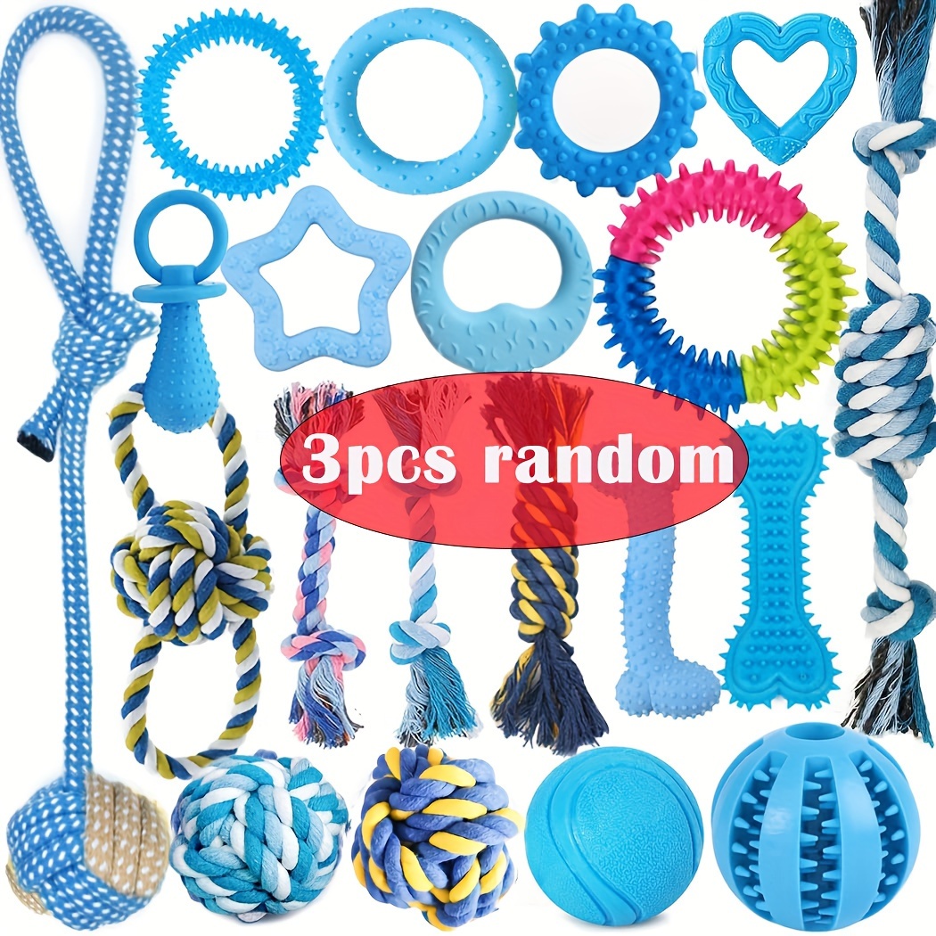 TEMU 3/8/12packs Toys For Teething, Entertainment & Interaction | Chew Toys Pack With Rope Toys, Treat Balls, Squeaky Toys For Puppy & Small Dogs,