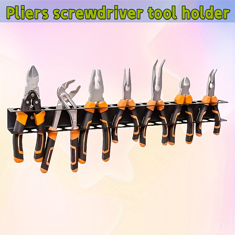 

14-slot Wall-mounted Tool Organizer - Screwdriver & Pliers Holder, Industrial Hardware Storage Rack