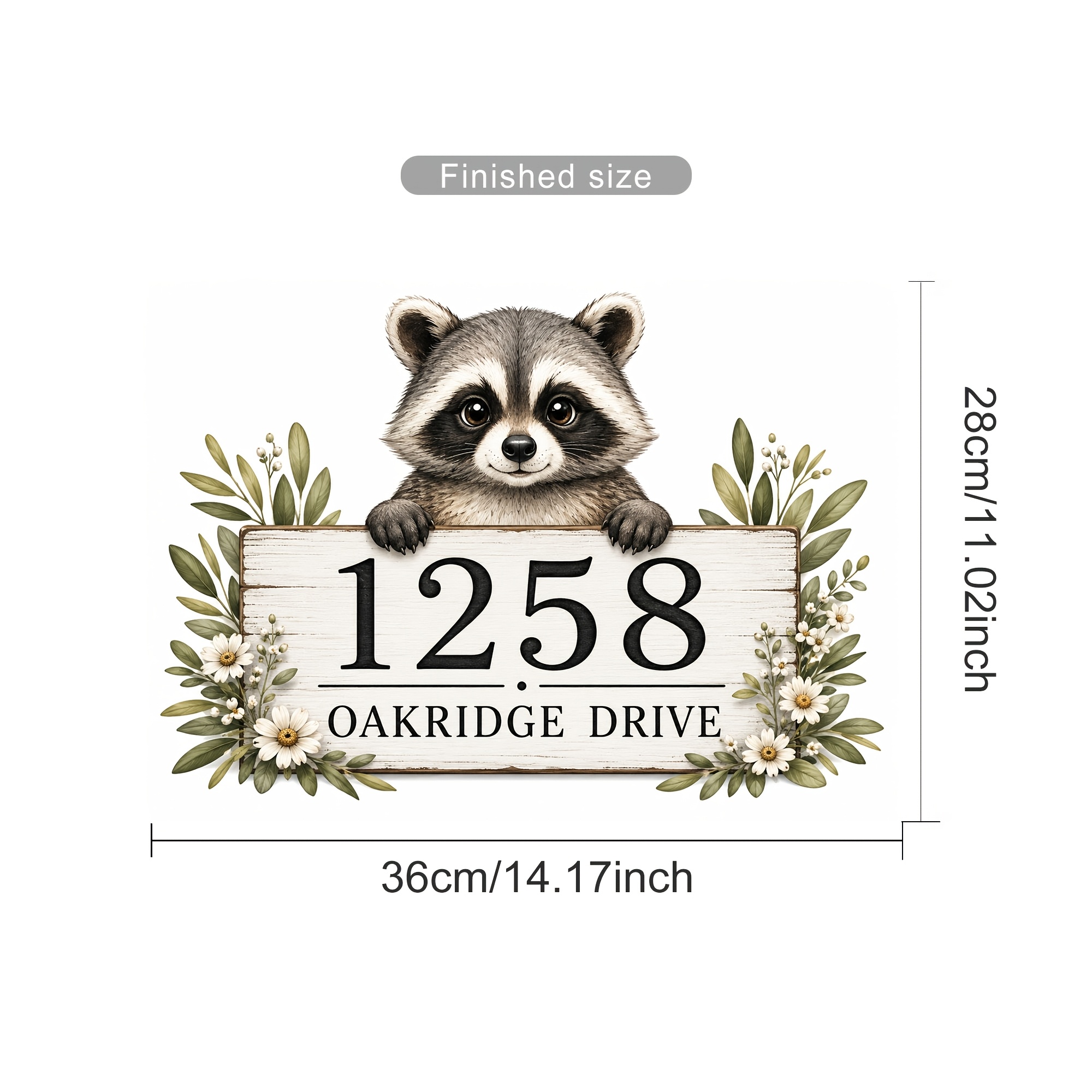 TEMU 1pc Personalized Raccoon Address Wheelie Bin Decal, Custom House Number Street Name Trash Can Sticker, Removable Outdoor Curb Bin Art For Yard
