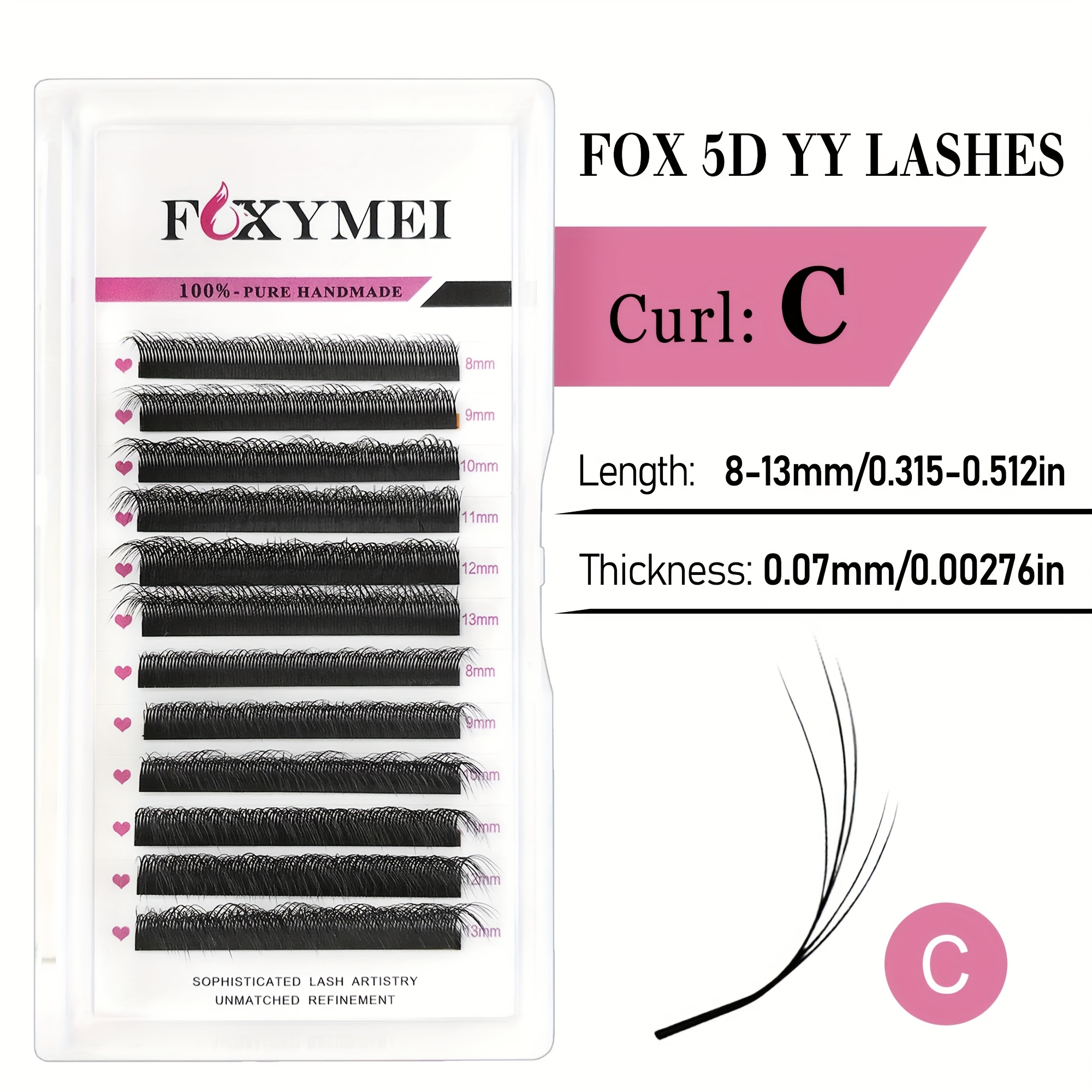 12rows Fox 5d Yy Lashes C/d Fluffy Wispy Diagonal Flying Premade Fans 8-13mm Fox Lash Eyelash Extension Eyetail Effect Camellia Style Individual Eyelash Soft Natural Lash Makeup