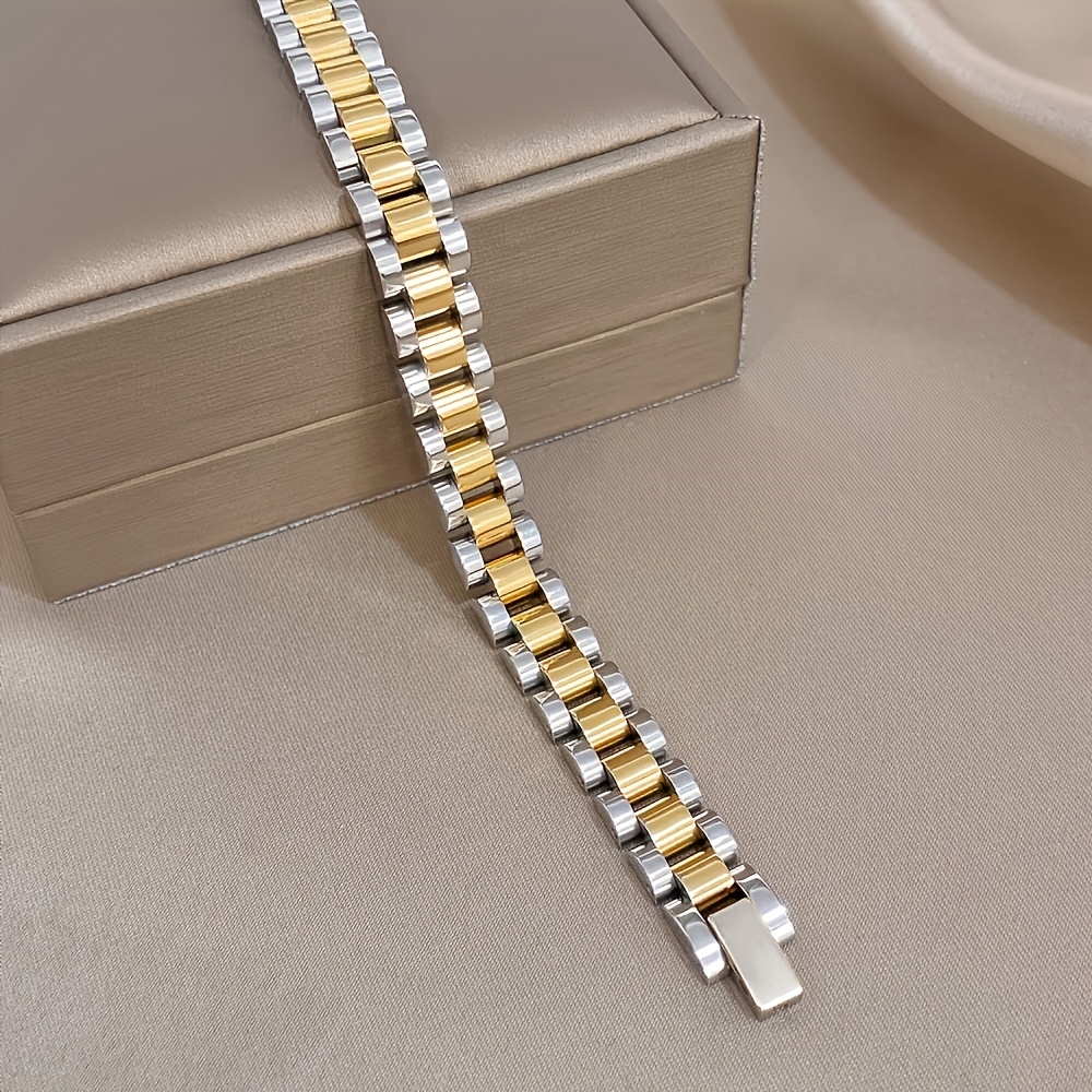 2pcs Women's Dual-Color 18K Golden Plated Bracelet Set