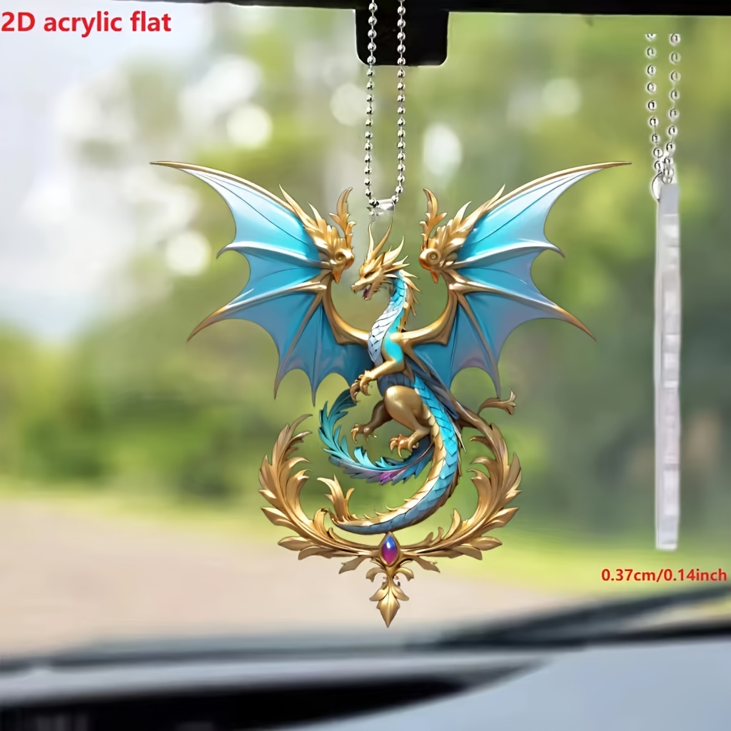 

Acrylic Dragon Hanging Ornament – Elegant Fantasy Dragon Keychain With Decorative Gold-tone Accents And Gem-like Detail – Stylish Pendant For Accessorizing Bags & Indoor Spaces – Unique Gift Idea