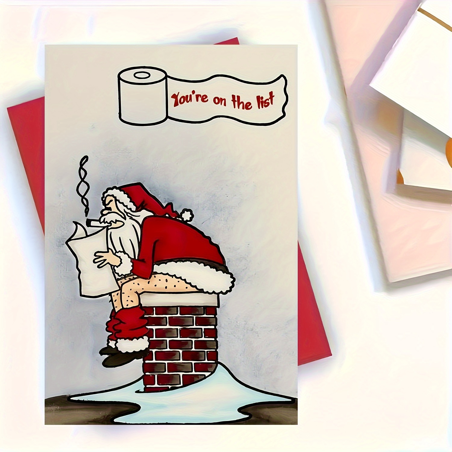 

Funny Santa Claus Christmas Greeting Card With Envelope, Holiday Wishes, Happy Christmas Card - Suitable For Anyone