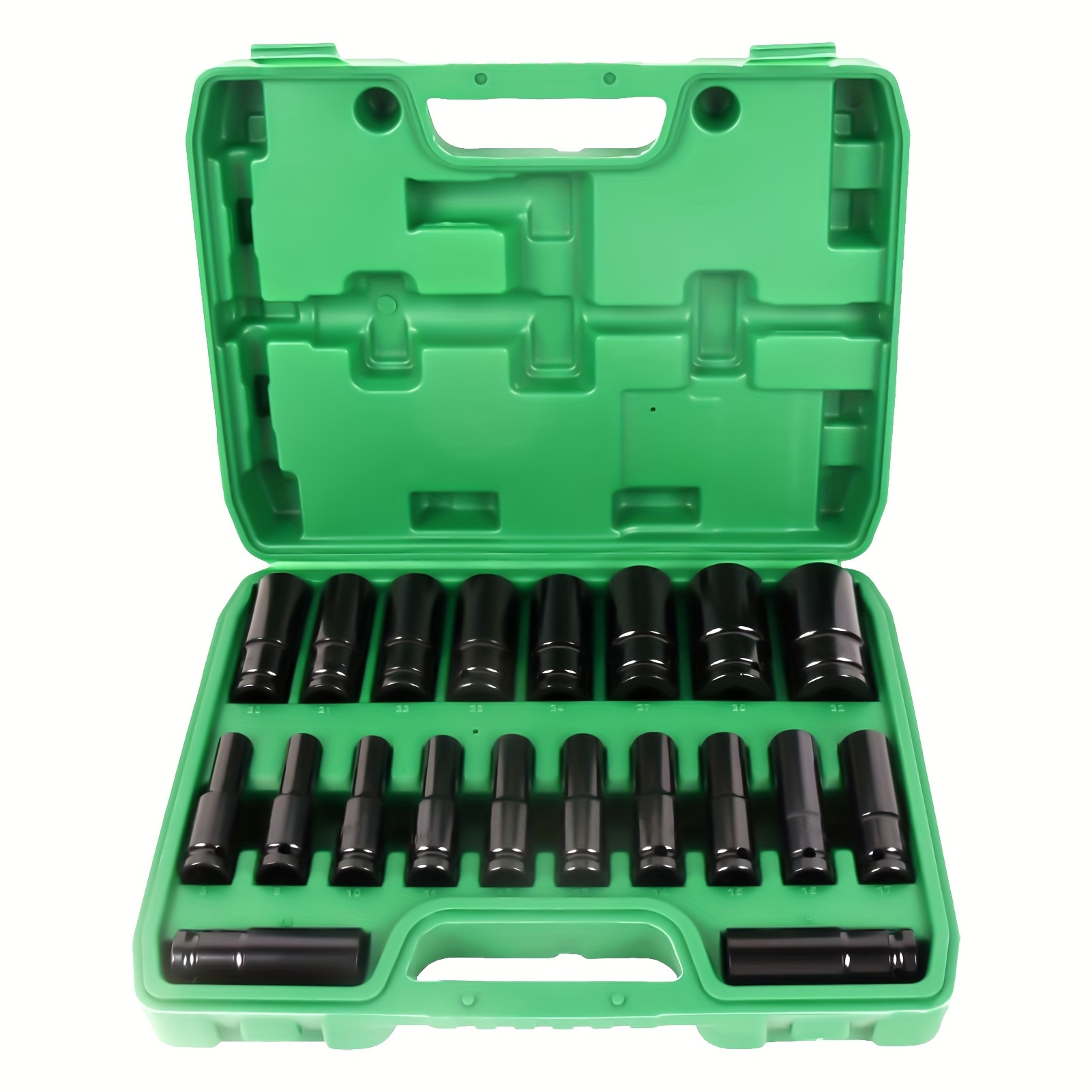 

20pcs 1/2" Drive Metric Socket Set, Cr- Metric Socket Set 8mm-32mm, Lengthened Pneumatic Hexagonal Sleeve Electric Wrench Sleeve Set Wrench Set Ratchet