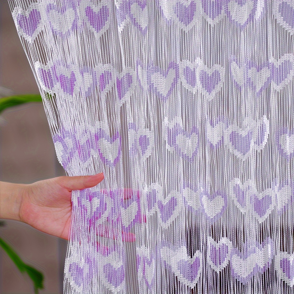 1pc Korean-style Peach Heart Curtain, Wedding Door Curtain, Partition Curtain, Wedding Room Decoration, Entrance Curtain With Tassels, Ready-to-use