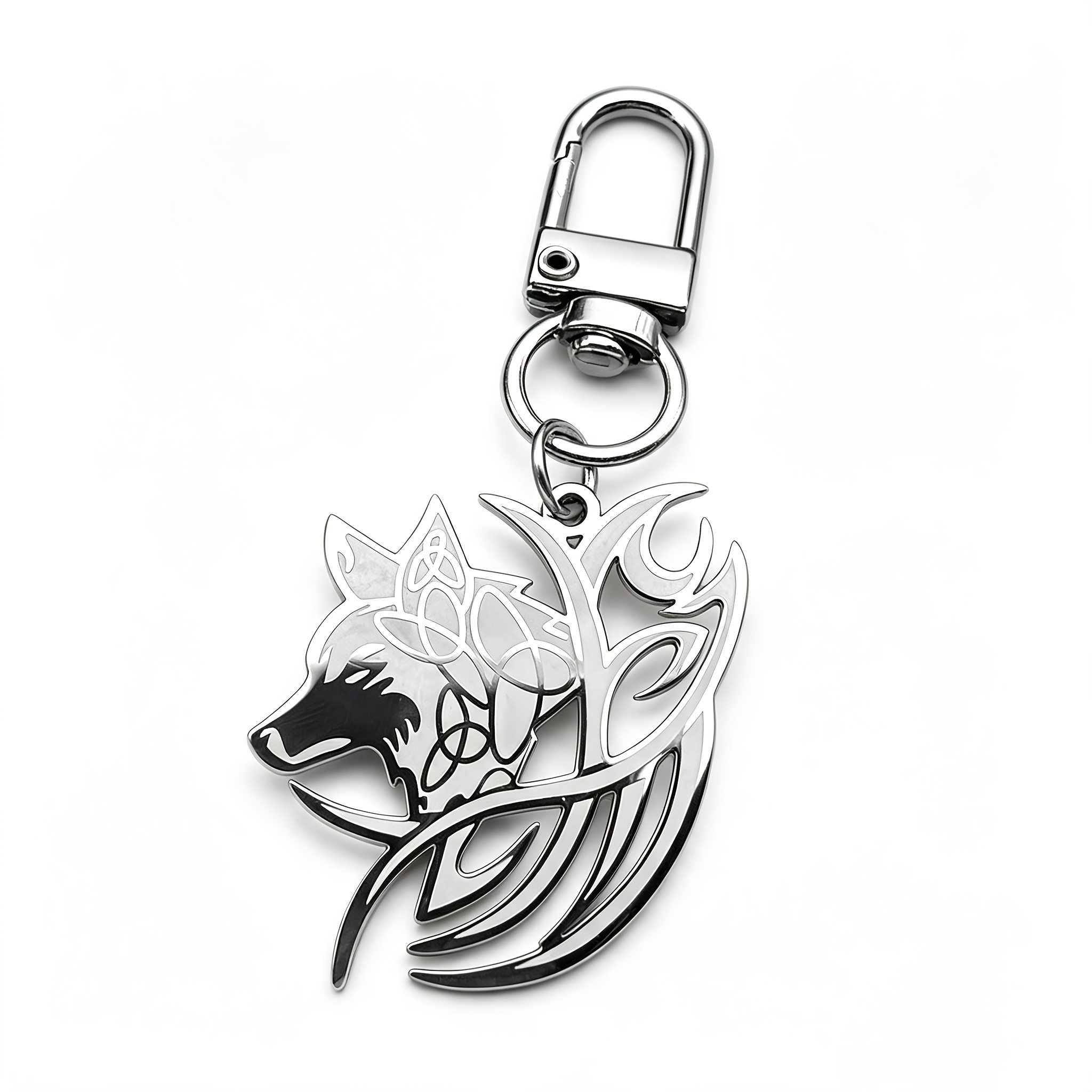Image of Viking Wolf Celtic Knot Pendant For Men And Women, Stainless Steel In Golden And Silvery Colors, Animal Amulet Gift