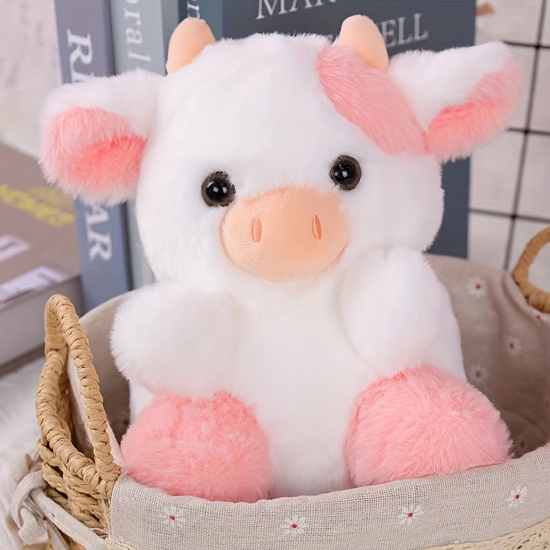 adorable pink little cow plush toy for home decor and office ornament