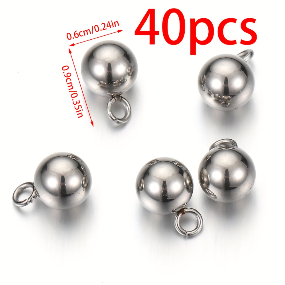 Image of 20pcs/40pcs Steel Ball Small Pendant 0.4/0.6cm Golden/steel Stainless Steel Ball Pendant For Earrings Bracelets Necklaces Charms Jewelry Additions