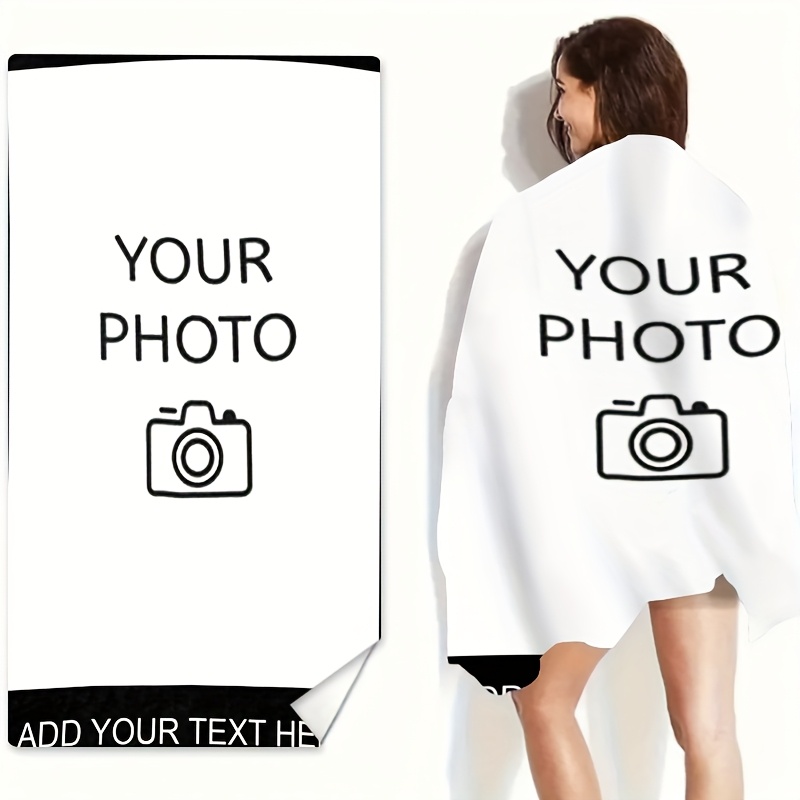 TEMU 1pc Personalized Design Your Photo, Text Print Beach Towel, Suitable For Swimming, Camping, Beach Towel, Multi-functional Design, Comfortable