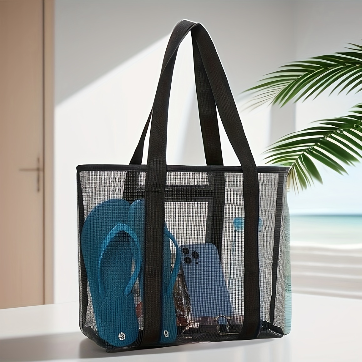 

Mesh Beach Bag - Large Capacity Beach Tote Bag For Family Beach Bag For Vacation Essentials