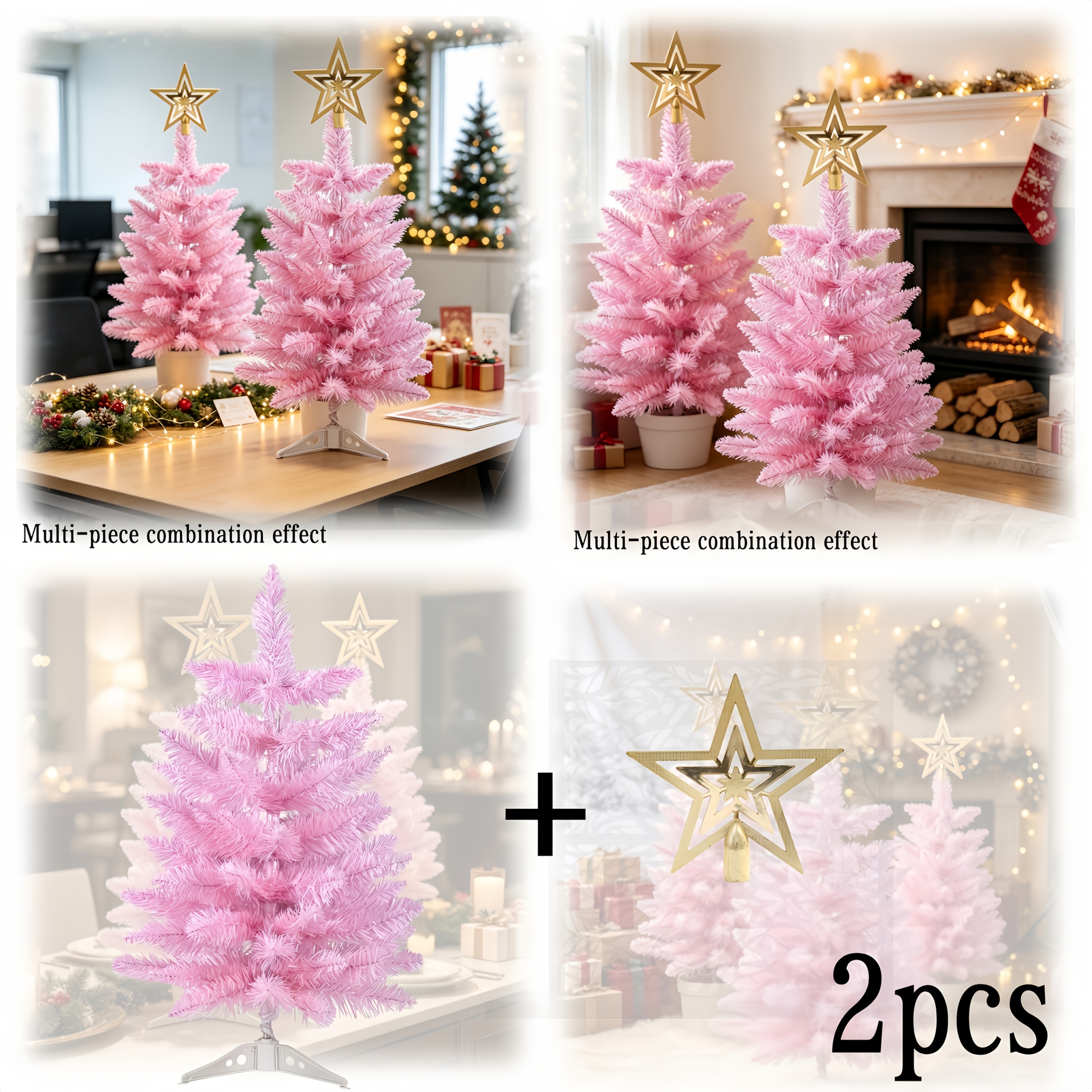 TEMU 2pcs Large Luxury Edition Glitter Christmas Tree - Includes Stand, Uv Resistant, Christmas Decoration, Perfect For Christmas Occasions Such As