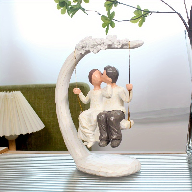 

1pc, Romantic Resin Couple Swing Figurine, Anniversary Gift For Lovedones, Home Decor For Marriage Celebration
