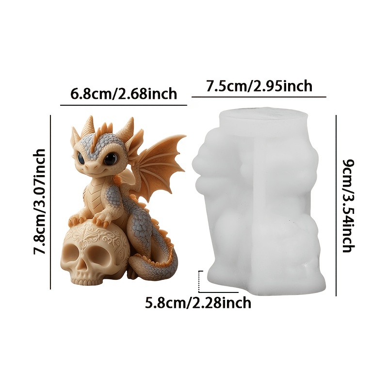 TEMU Moule en silicone résine - Moule en silicone 3D stéréoscopique de crâne, Ornement de plâtre de bougie parfumée Outil de résine fait main