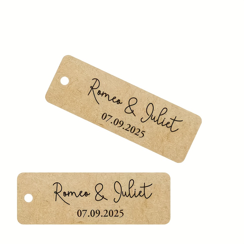 TEMU 80/130pcs Rustic Linen Rectangular Corner Paper Tags - Personalized Names, Dates For Weddings, Birthdays, And Thank You Gifts