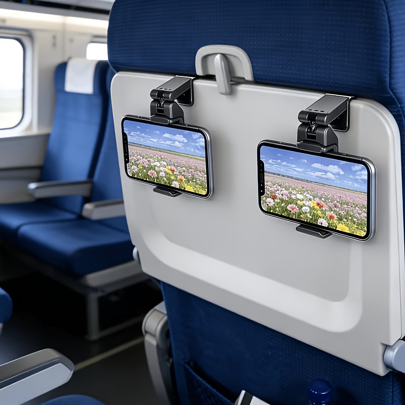 Airplane Phone Holder - 360° Rotating Durable Travel Stand, Car And Desktop Mount For Viewing, Ideal Christmas Gift & Airline Accessory