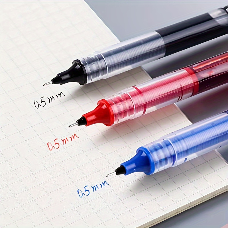 Multi-color ink pen set, quick-drying type. Suitable for schools, offices and stationery stores. Plastic, push-button lid, round body, ultra-fine nib