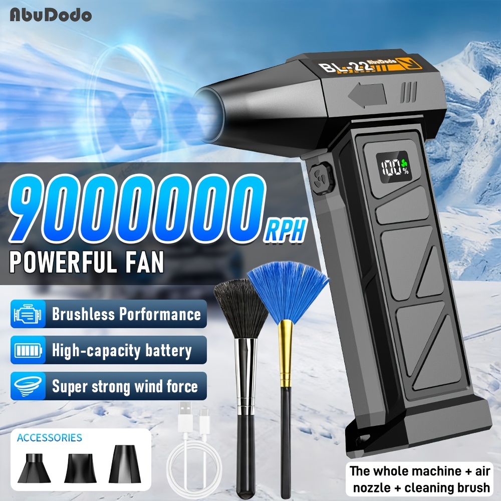 TEMU Ventilador de turbina y soplador de aire comprimido eléctrico 9000000 RPH, ventilador de nieve y soplador de polvo para cámara 4 en 1 de
