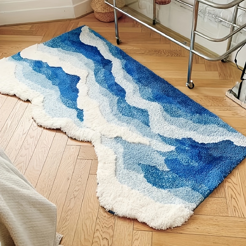 ultra   ocean wave tufted rug thick non slip tpr backing absorbent for bathroom living room decor Product details 2