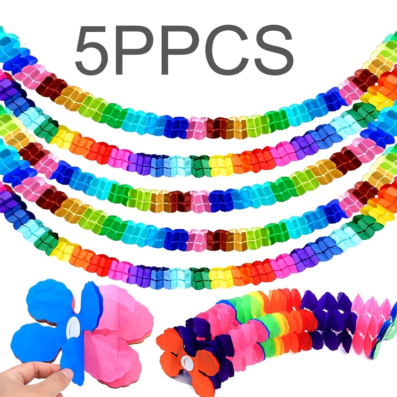 5-pack Colorful Paper Garlands, Hanging Decorative Garlands, Suitable For Parties, Birthdays, Weddings, Carnivals, Birthday Garlands, Party Decoration Garlands (styles Random)