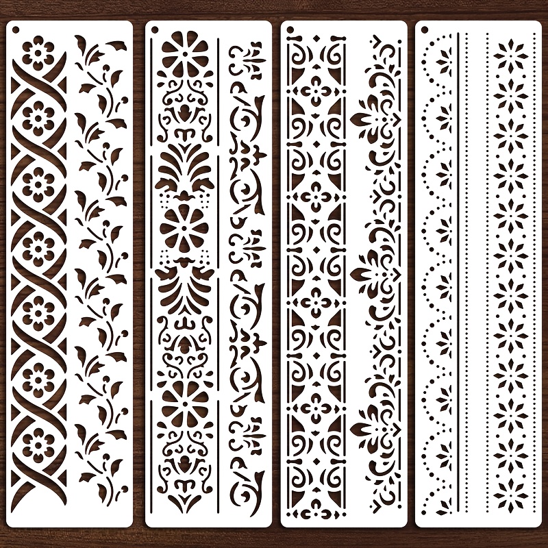 TEMU Quattro stencil decorativi con doppie , riutilizzabili per pittura, adatti per artigianato, pittura, tela, progetti, scrapbooking, decorazioni