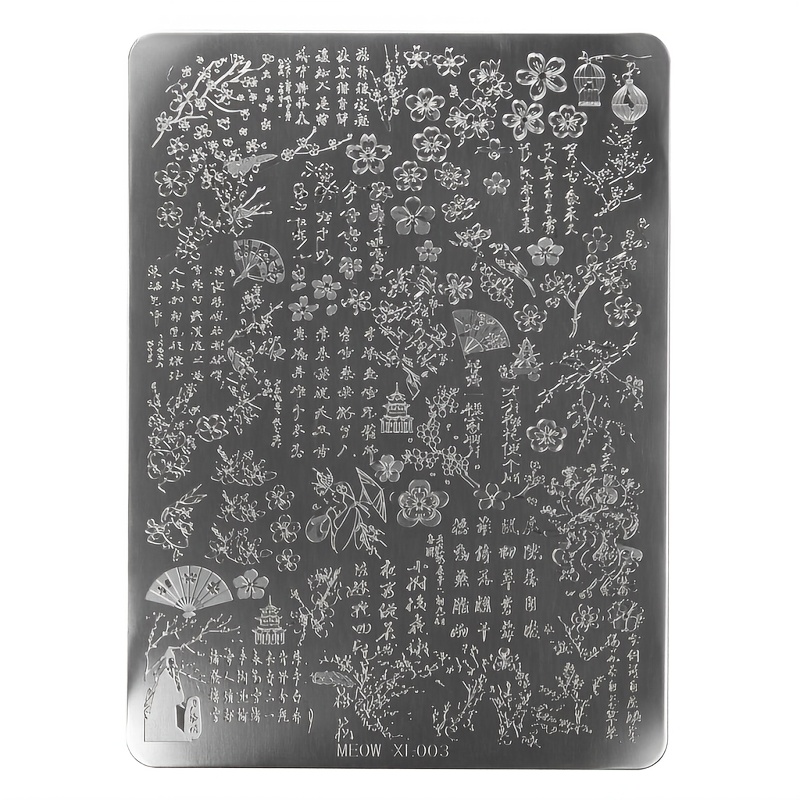 TEMU 1pc Invierno Serie de Poesía Imagen Retro Bohemio Uñas Art Uñas Sello Placa Molde Acero Inoxidable Herramienta de Estampado para Diseño de