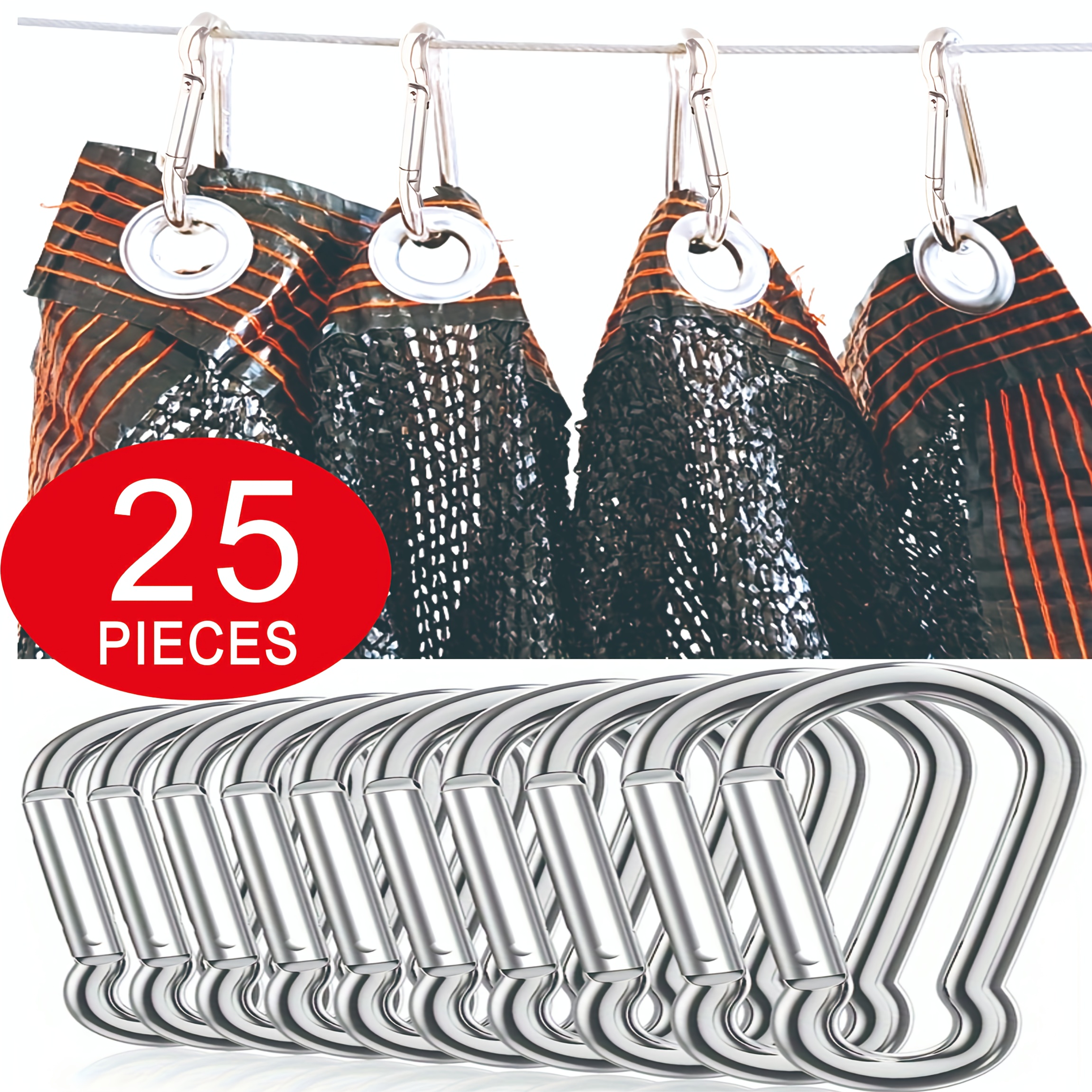 TEMU 25 Reusable Sun Shade Sail Aluminum Alloy Hook And Loop Fasteners, Multi-functional And Durable Aluminum Alloy Hook And Loop Fasteners, Suitable