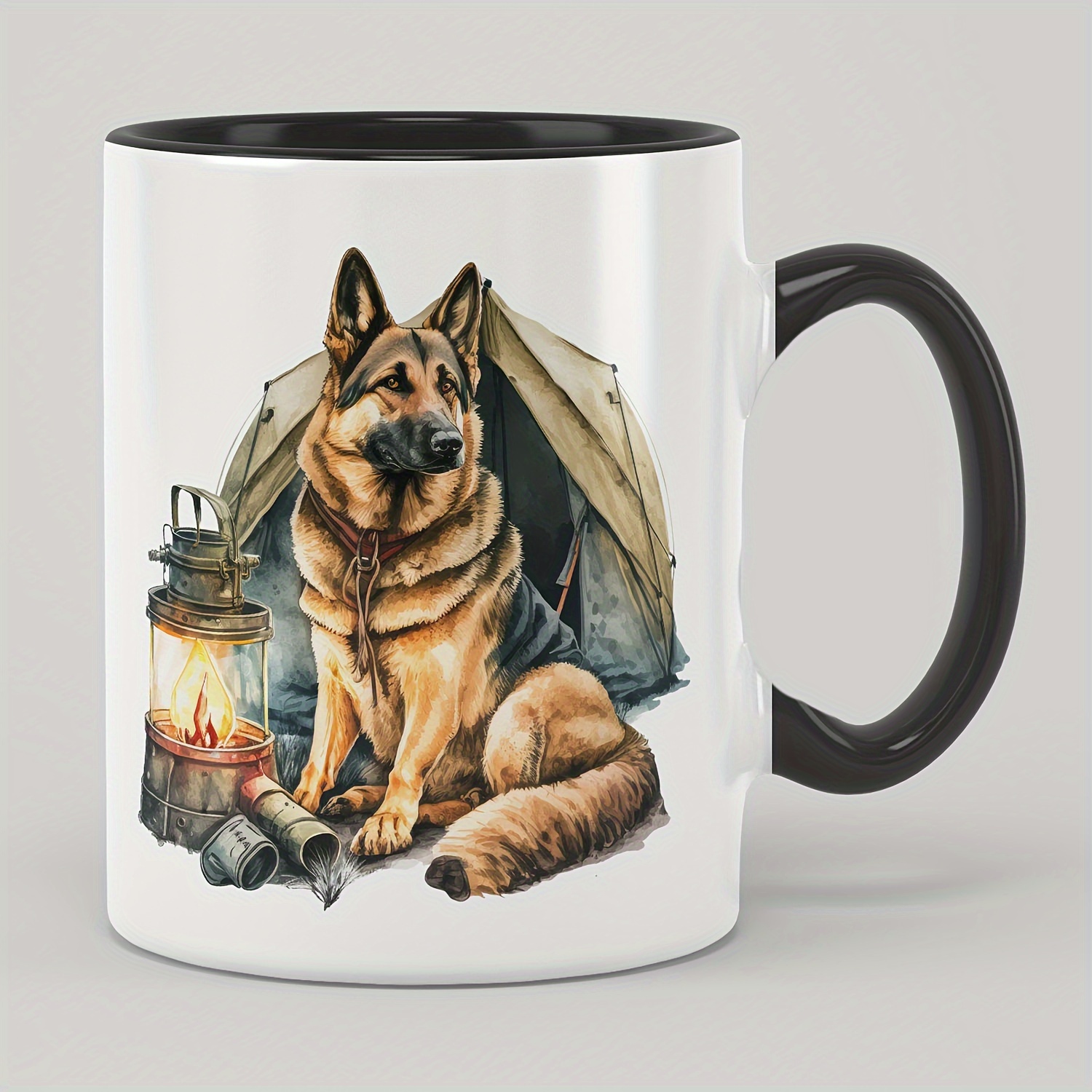 

11oz 330ml Creative Ceramic Coffee Mug With Campfire Wolf Design, Funny Cute Coffee Cup For Friends, Parents, Son, Daughter, Holiday Gift For Home And Cafe Use