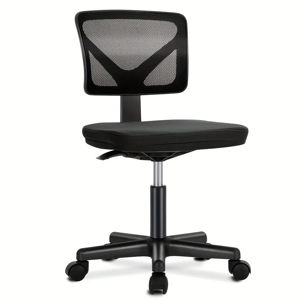 TEMU Ergonomic Office Computer Desk Chair, Armless Low-back Mesh Rolling Work Chairs, Swivel Design With Wheels, Bedroom And Seat, Home Lumbar