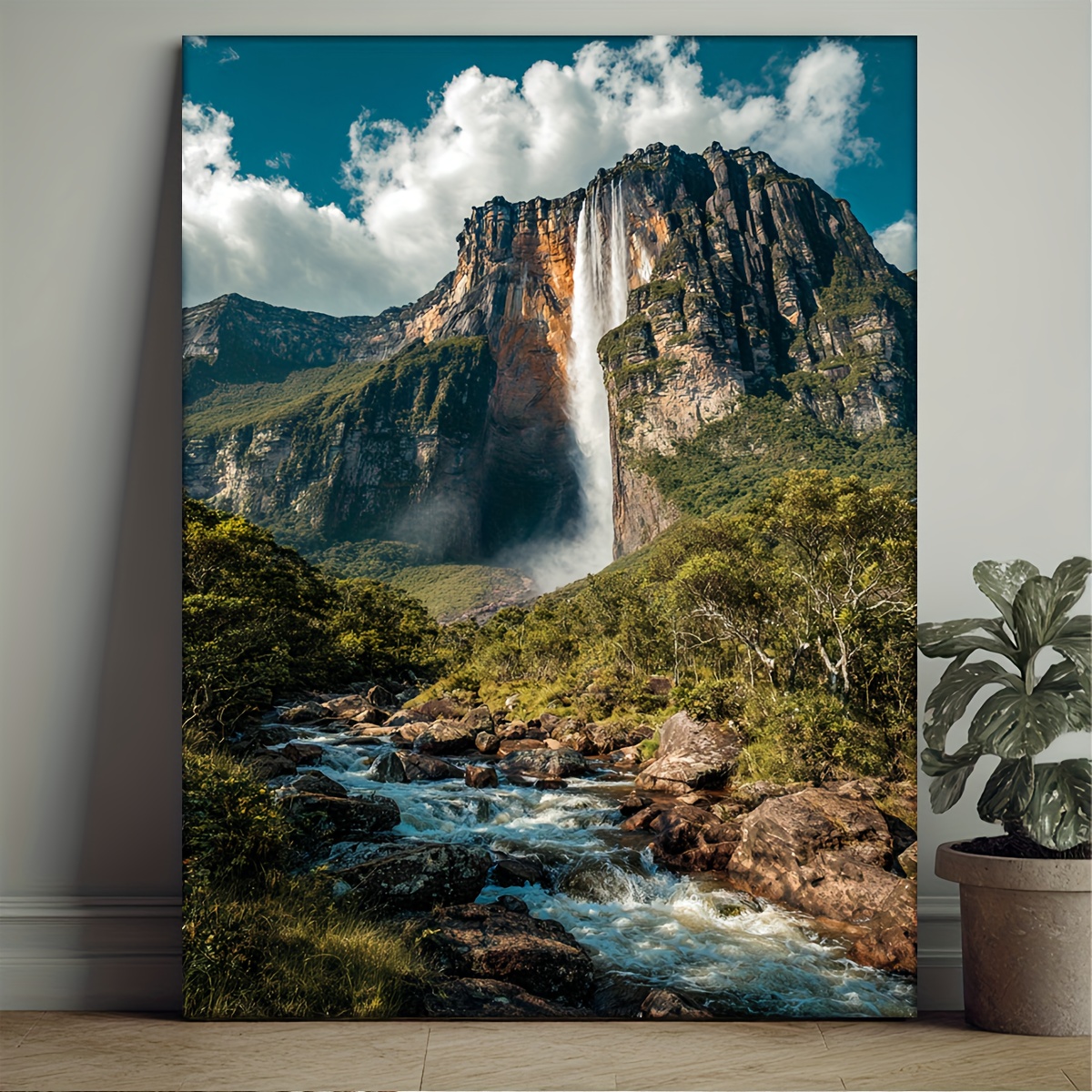 TEMU 2D, Lienzos planos 2D, 1 pieza sin de 12X16 pulgadas El - de pared de paisaje de Venezuela estilo , Cuadro retro bohemio con temática de