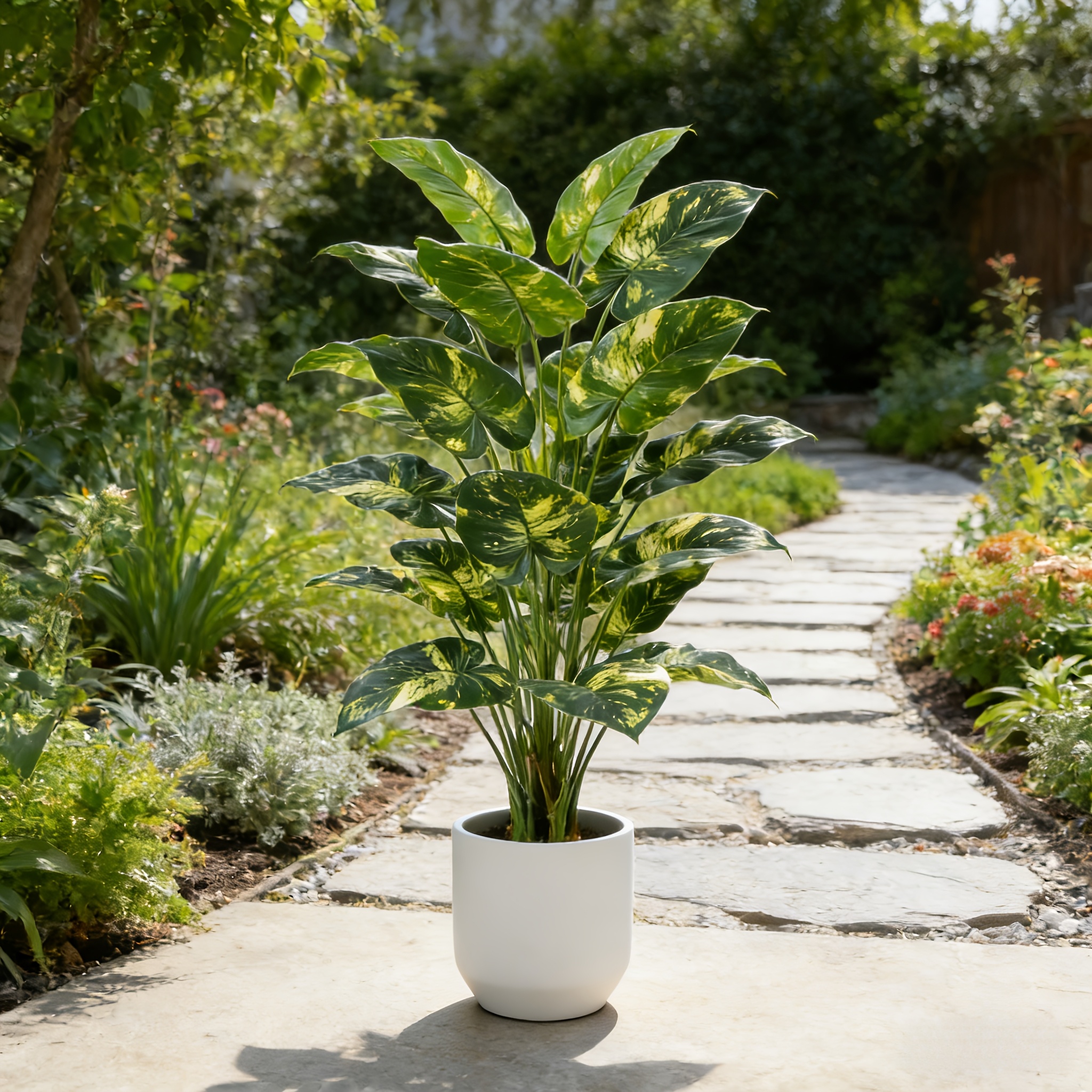 1pc 18-leaf Large Tropical Artificial Plant | High-quality Plastic Material, Maintenance-free and Easy to Care for | Suitable for Indoor and Outdoor Use: Home, Office, Hotel, Wedding, and Landscape Decoration | Ideal for Easter, Mother's Day, St.