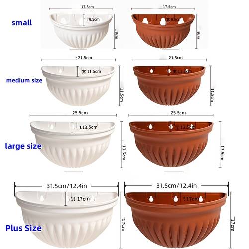 (Plus Size, Large, Medium, Small) 8 Styles of Plastic Spider Plant Pots, Hanging Basket Pots, Suspended Wall-Mounted Pothos Succulent Flower Pots, Balcony Thickened Garden Decorative Pots, (1pc Or 3pcs Random Shipped for Hanging Hole)