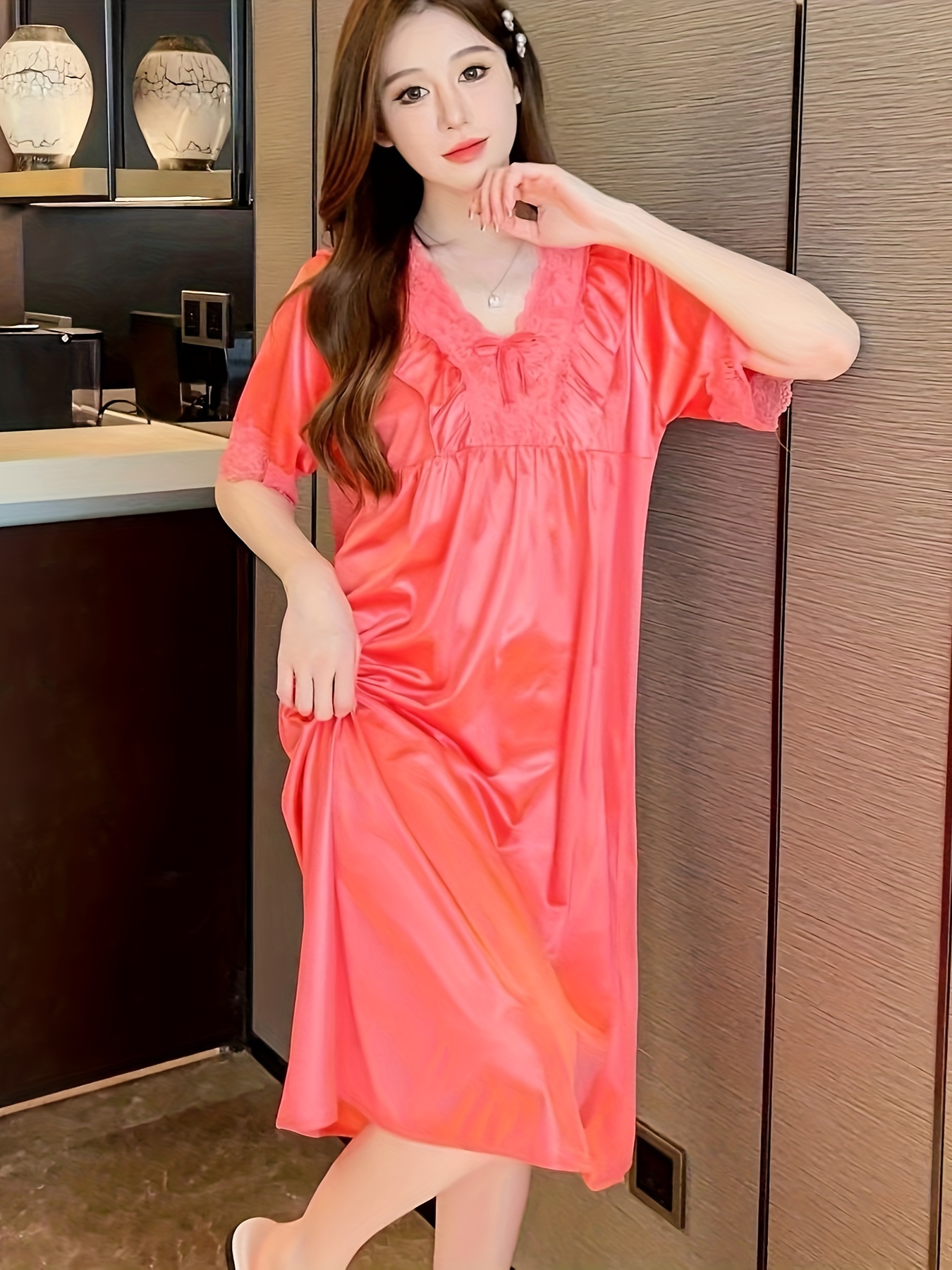 Lot De 5 Chemises De Nuit Confortables à Manches Courtes Pour Femme - Nightgowns Douces Et Respirantes