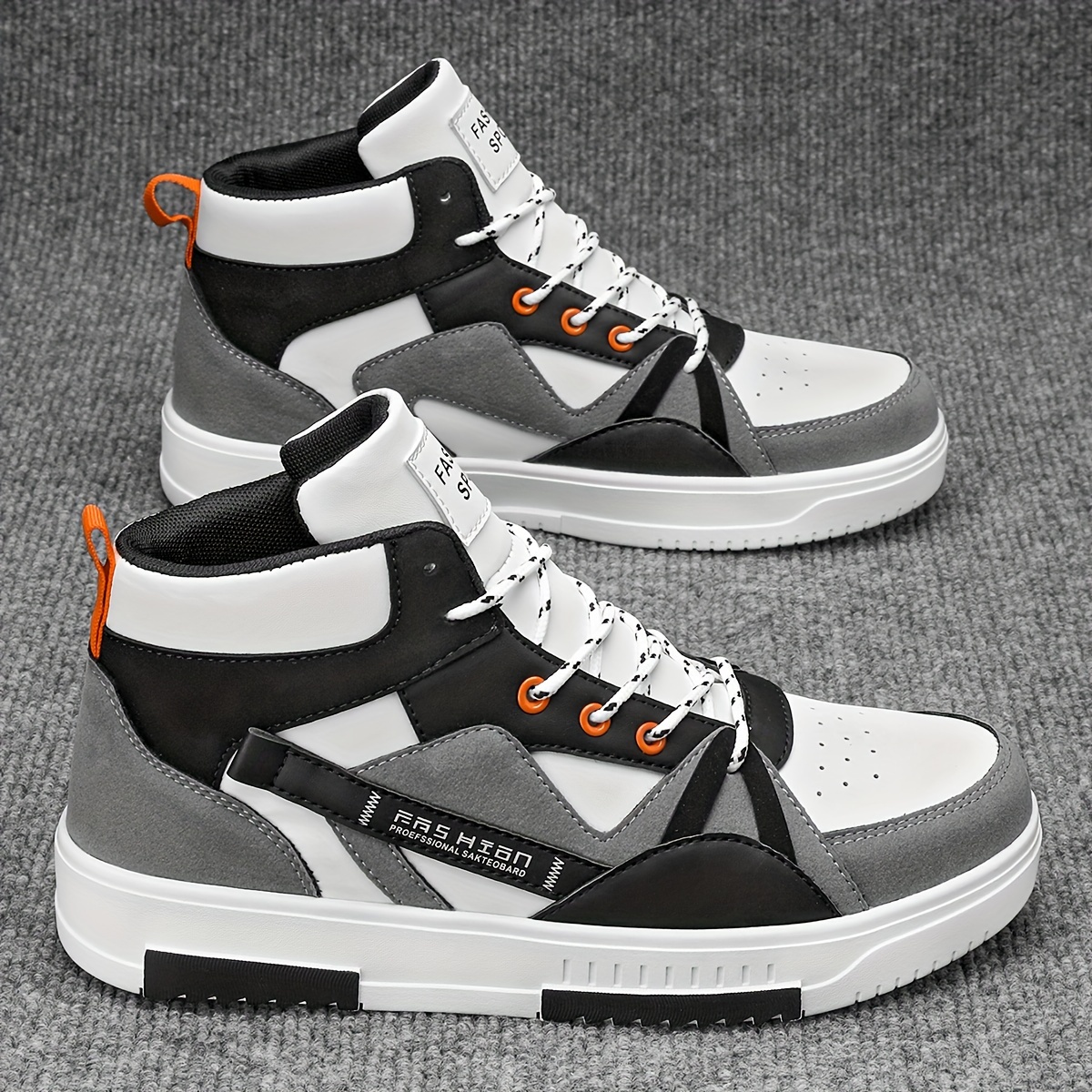 Men's High-Top Running Shoes - Fashion Sports & Outdoor Sneakers with Graphic Letter Print, Stability Pronation, Lightweight, Lace-up Closure, PU Upper, Fabric Inner, EVA Sole - Comfortable for Casual Street Style, Hiking, All Seasons