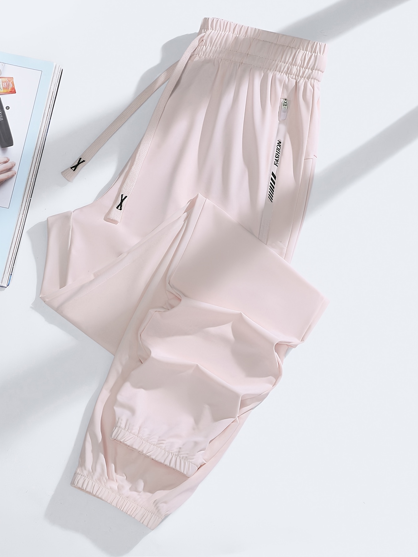 1pc womens spring summer sports pants   fabric   casual athletic pants elastic waistband womens trousers