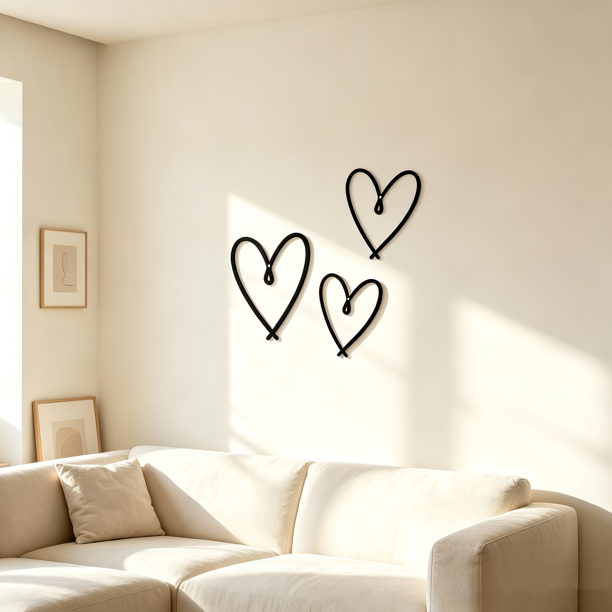 TEMU 3-delige Metalen Minimalistische Decoratieve Hartvormige Metalen Wanddecoratie Metalen Muurkunst Geschikt voor Slaapkamer en Woonkamer Zwart