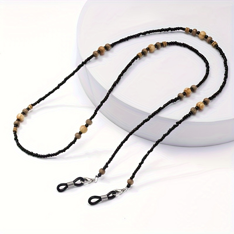 Wooden Glasses Chain Handmade Beaded Mask Chain Earphone Chain -use Anti-slip Anti-loss Reading Glasses Neck Hanging