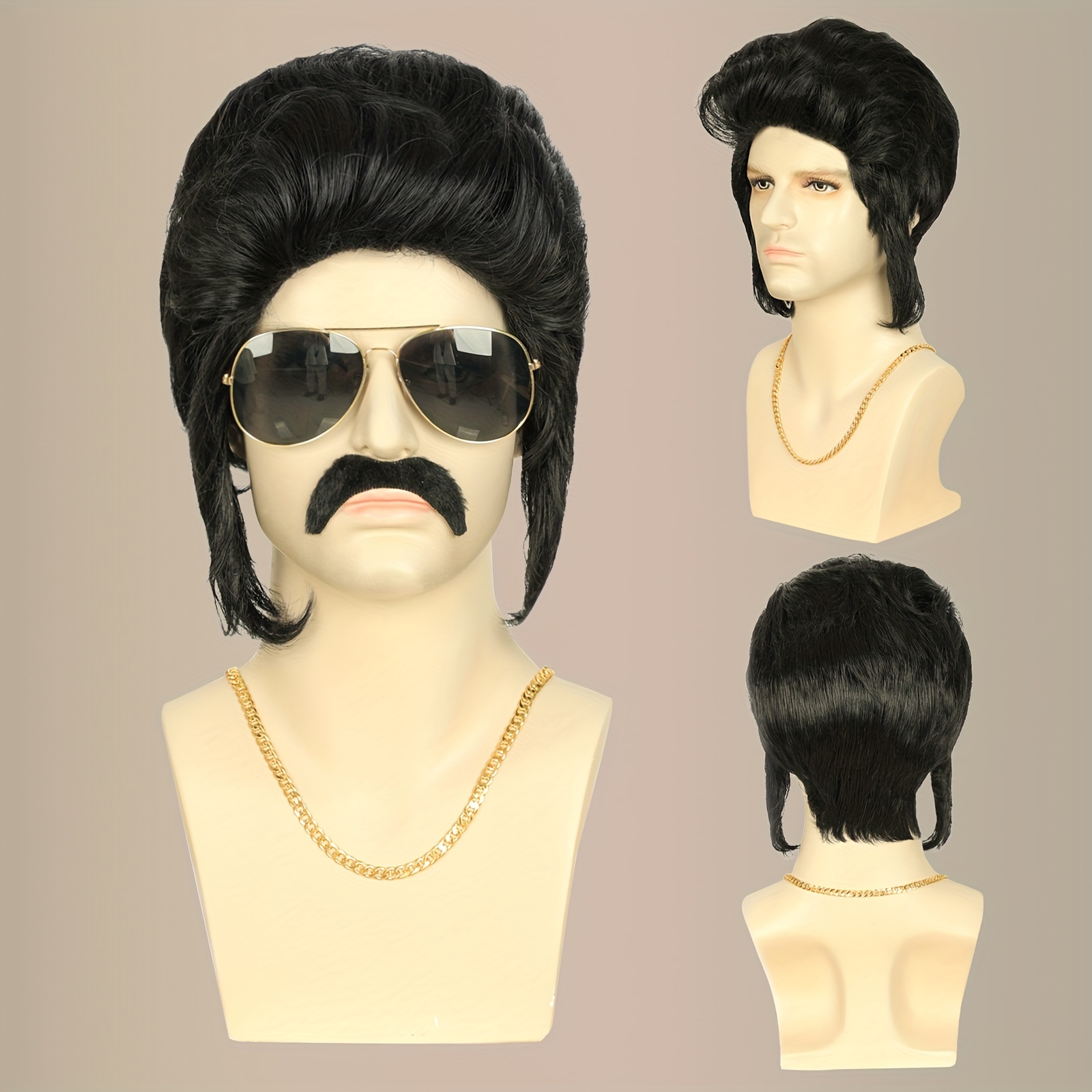 TEMU Cosplay Hair Wig Men's Wig Black Short Disco Wig 80s 90s Cosplay Halloween Hair Wigs Gift For Women Cosplay Wig For Halloween Family Hair