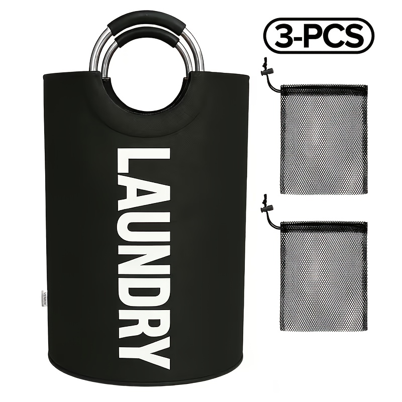 TEMU 3pcs Set Of Large Capacity Laundry Baskets - Heavyweight Premium Oxford Cloth Foldable Laundry Bags