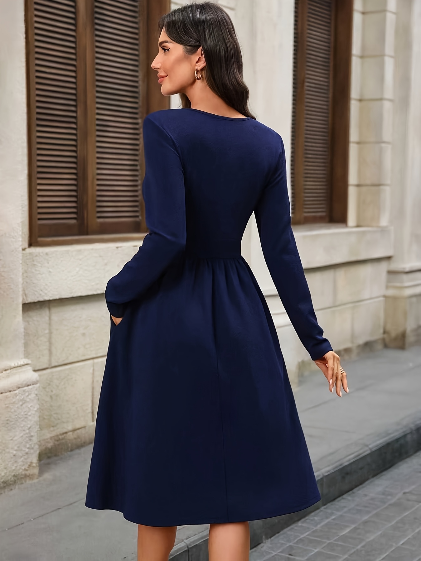 white christmas dresses Navy Blue Sleeveless Front Zip Midi Dress