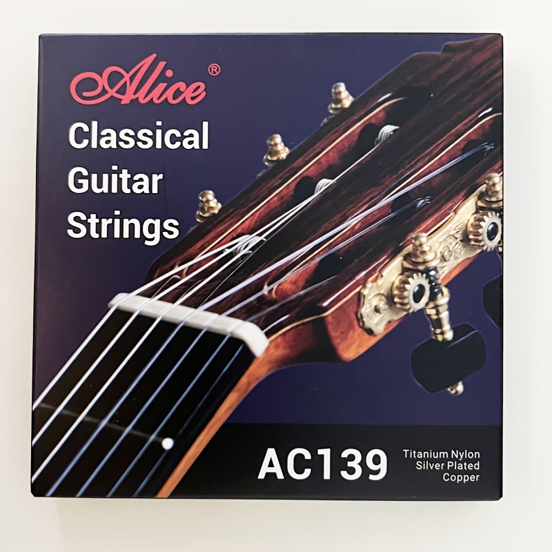 Classical Guitar Strings Ac139-n Set, Titanium Nylon Clear Strings, Composite Nylon Core, Silver-plated Copper (standard Anti-rust Coating) Wound Strings, 6 Strings/set
