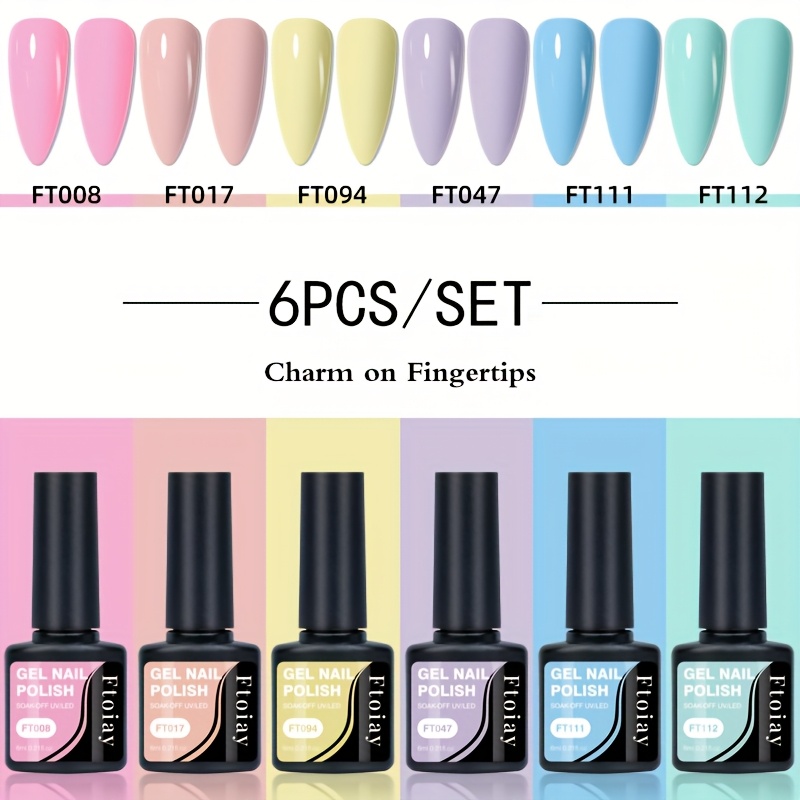 6pcs Gel Nail Polish Set, Spring/, Long-lasting Soak-off Led Nail Polish, , -red And Pink Multi-colors, Ideal For And Daily Wear