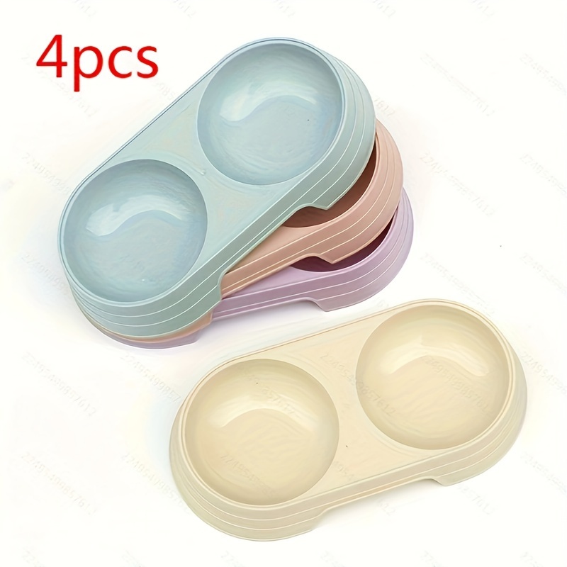 

4-pack Plastic Pet Bowls For Dogs, Cats, Small Dogs & Kittens - Non-slip Dual Bowl Design, , Food & Water Containers