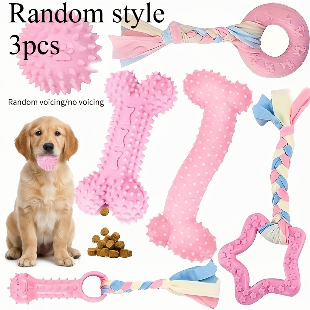 E-shop 3er-Pack Hunde Zahnreinigungs-Kauspielzeug - Kleine und mittelgroße Hunde, Welpen, bissfestes Spielzeug, ungiftiges, langlebiges