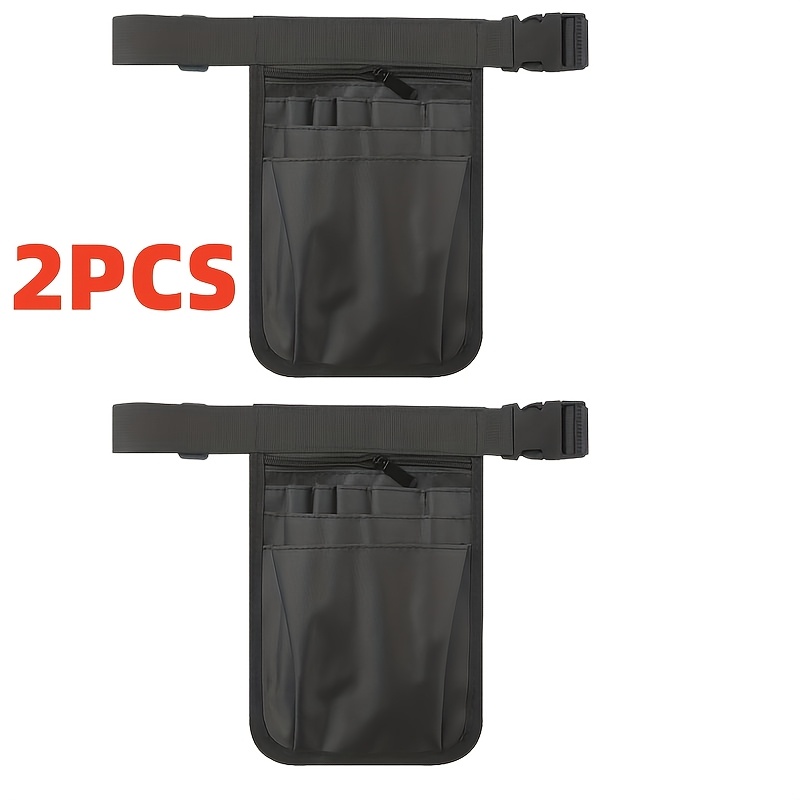 2pcs Black Nylon Tool Bag/suitable For Restaurants, Hotels, , Nurses. Multifunctional Tool Bag. Includes Slots For Order Pads, Pens, Bottle Openers