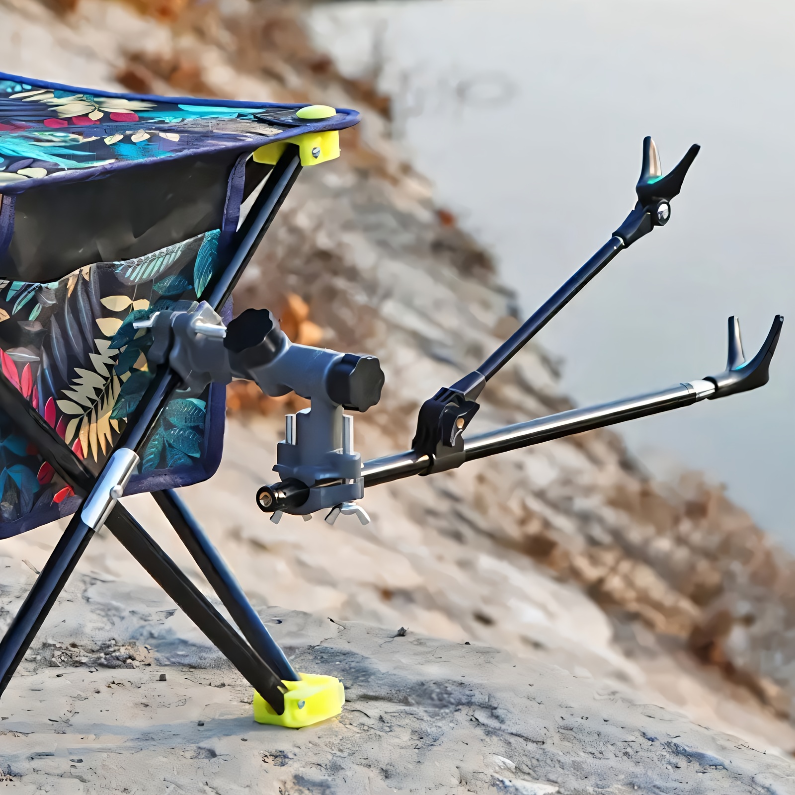 

360° Adjustable Fishing Chair Rod Holder - Universal Clamp-on Fish Rod Rack With Multi-purpose Gear Attachments, Durable Abs Construction - Ideal For Securing Umbrella, Net, Bait Tray, And More