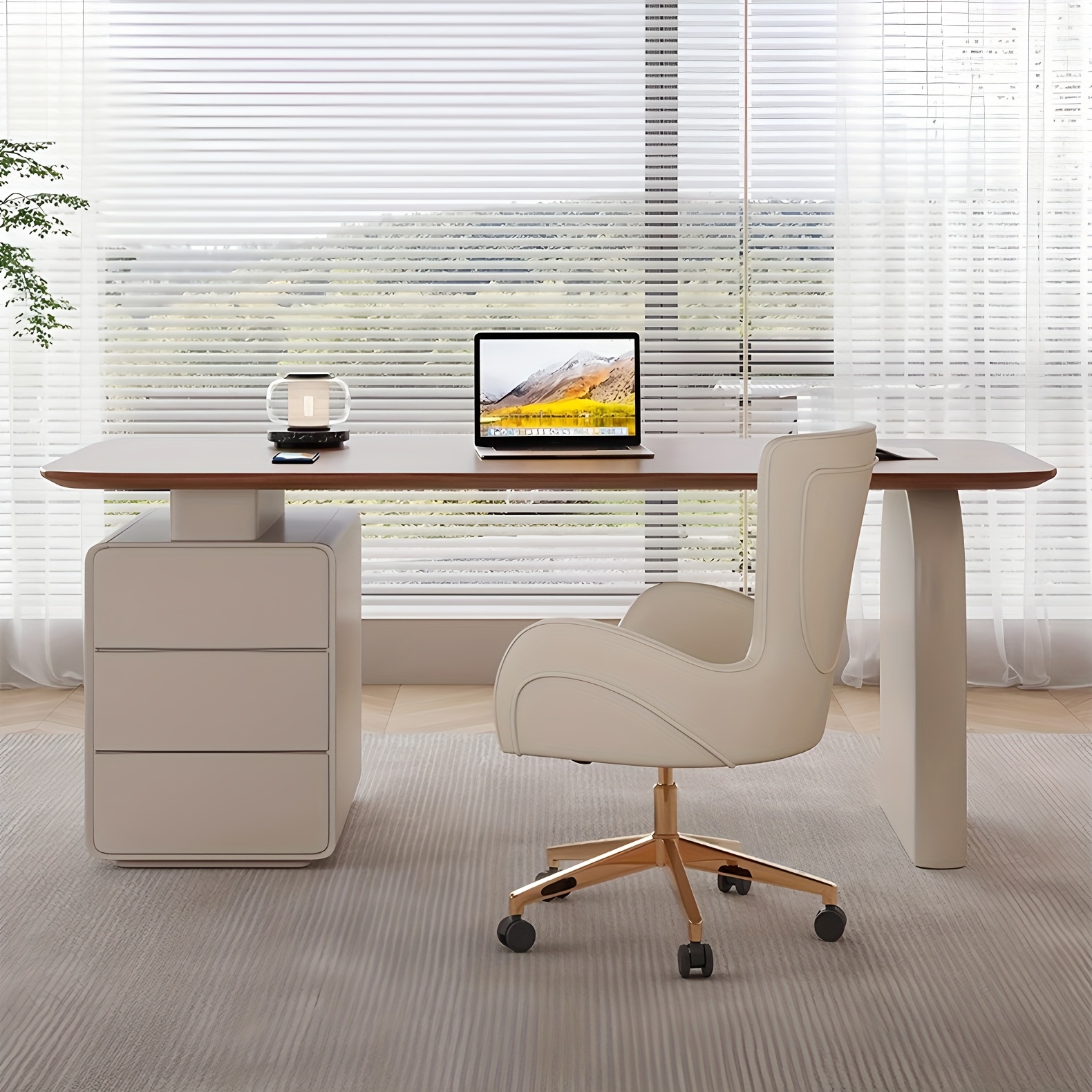 70 86 home office study desk with drawer storage walnut wood minimalist desk wide desktop for study suitable for bedroom study room Product details 5